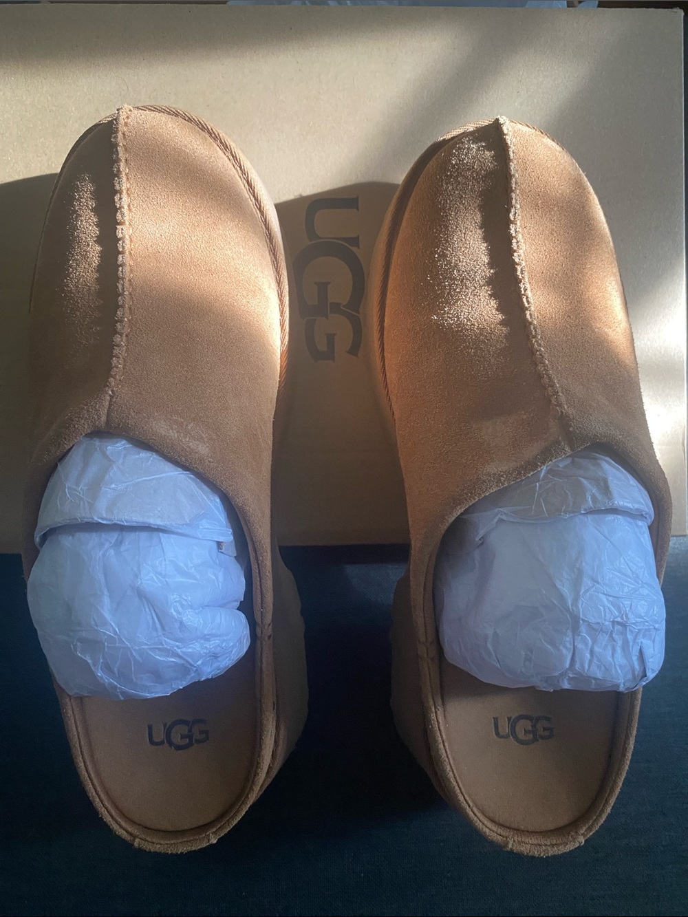 UGG New Heights Clog Chestnut Suede Platform Shoes – Women’s Size 11